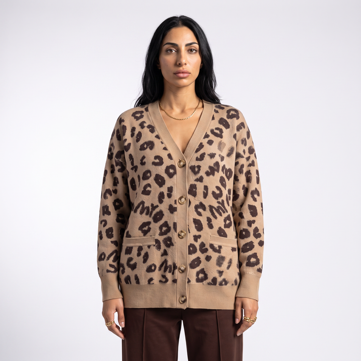 Soleil Refined Leopard Print Cardigan