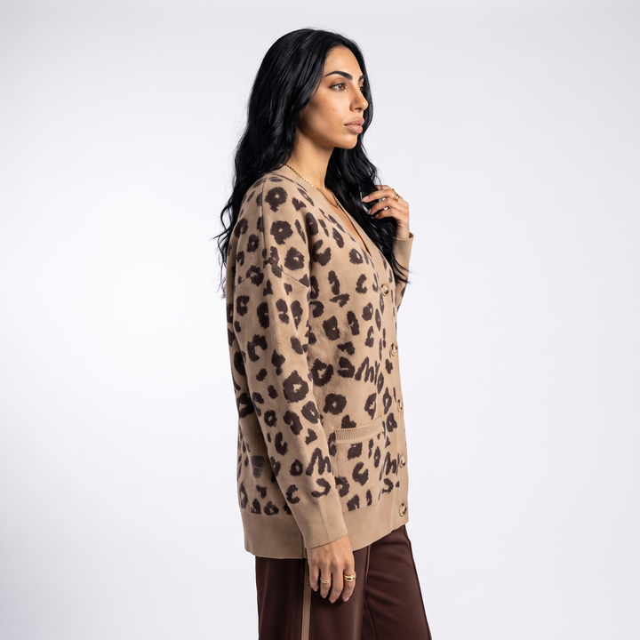 Soleil Refined Leopard Print Cardigan