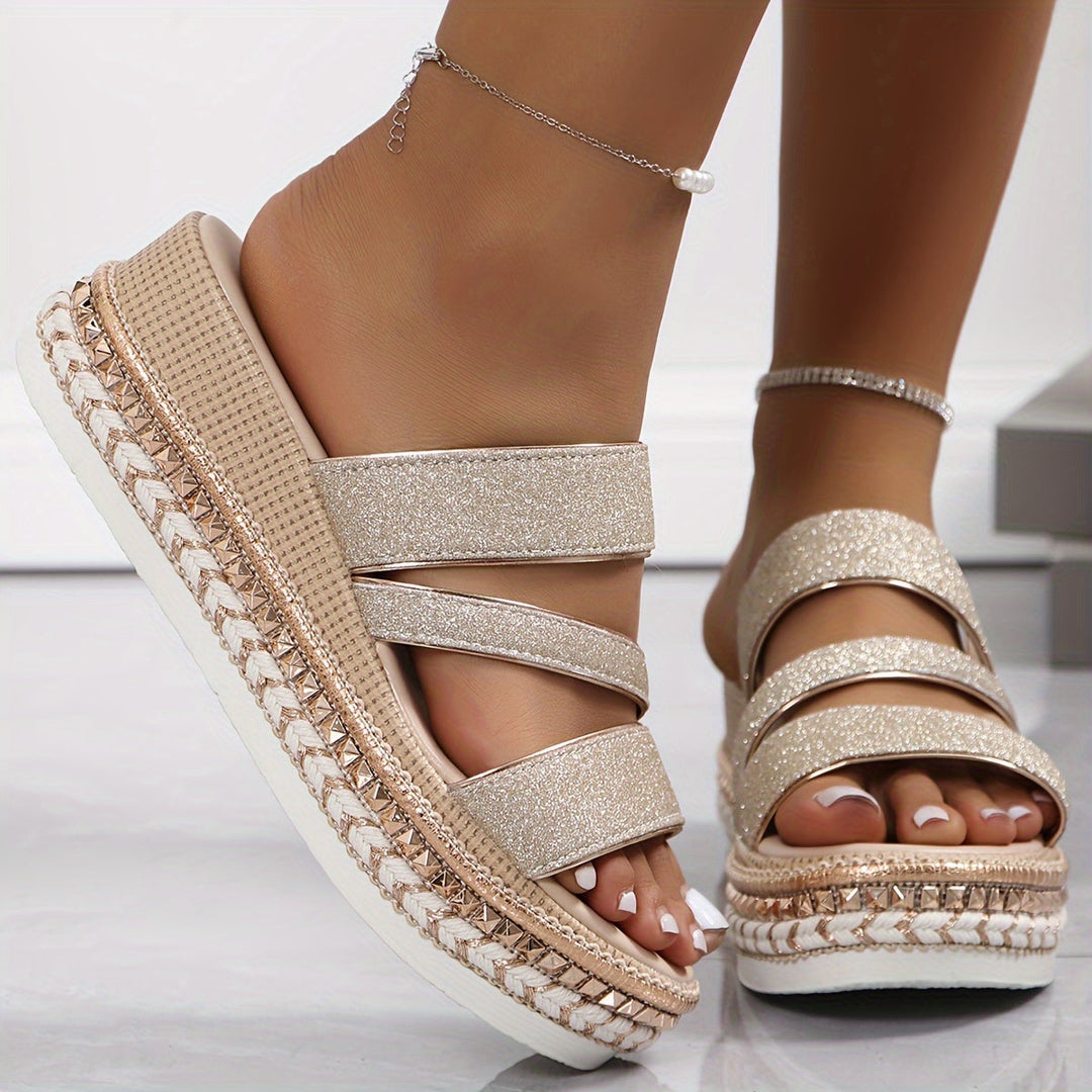Pamela Shimmer Slide Sandals