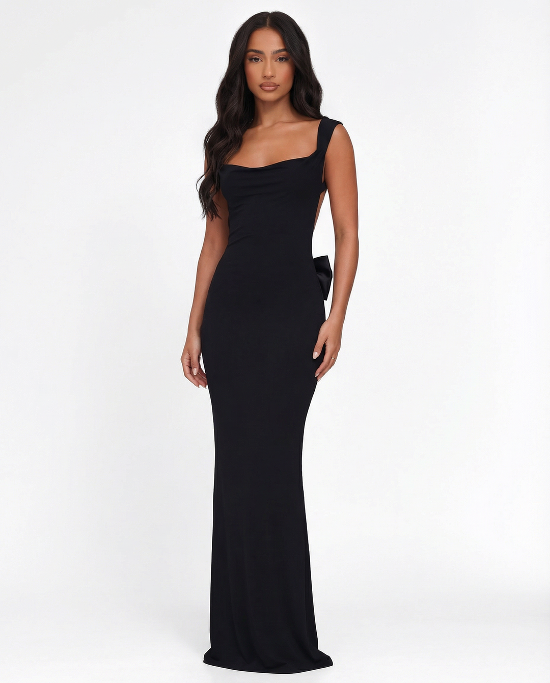 Novalie Open Back Bow Detail Maxi Dress