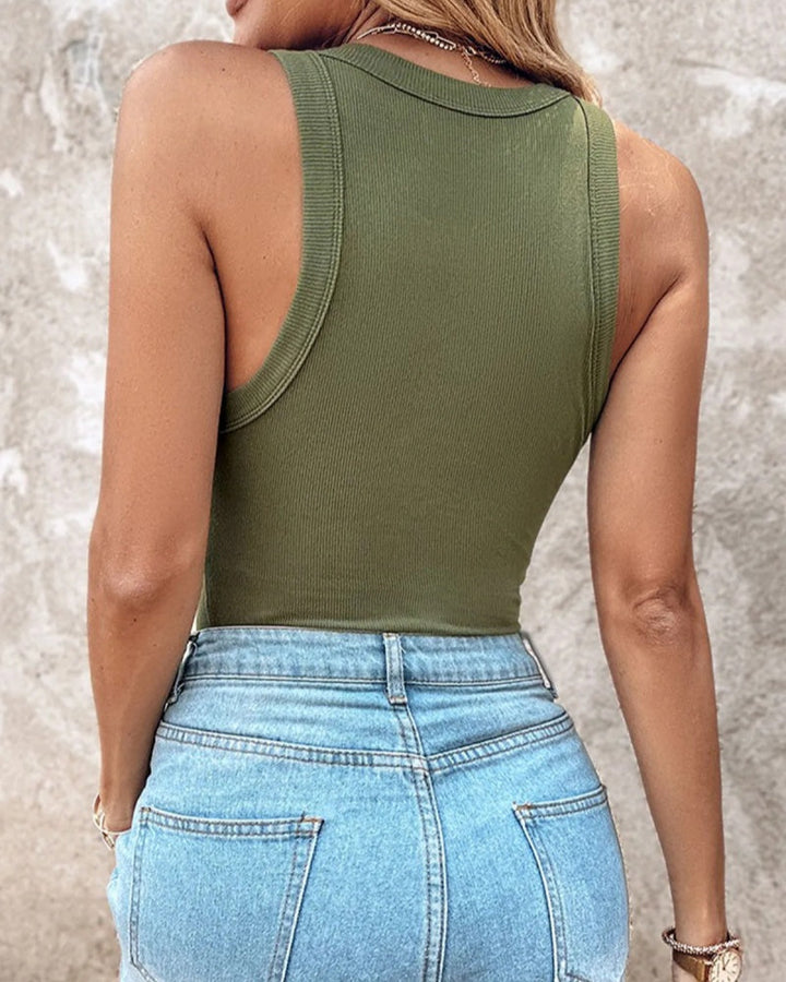 Jellie Ribbed Sleeveless Tank Top