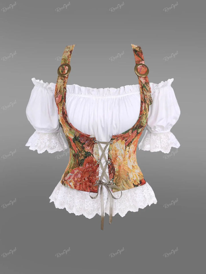 Gudrun Floral Corset Dirndl Blouse