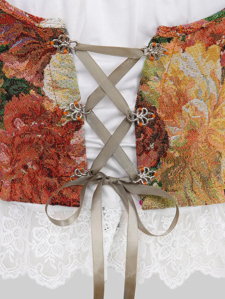 Gudrun Floral Corset Dirndl Blouse