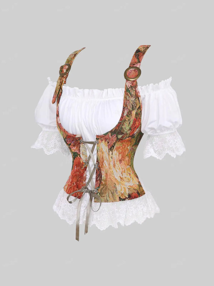 Gudrun Floral Corset Dirndl Blouse