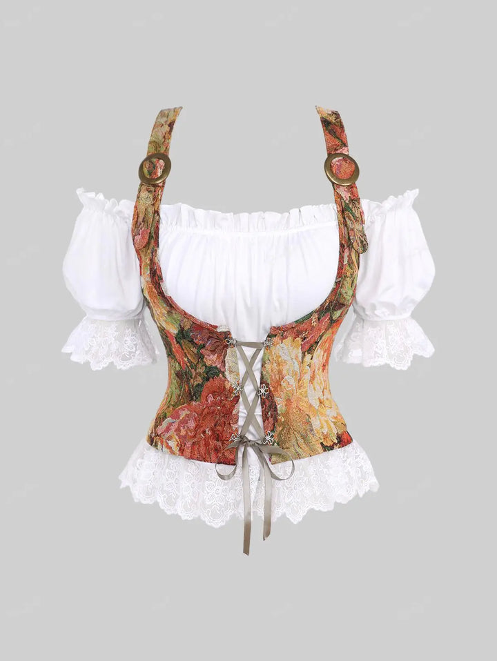 Gudrun Floral Corset Dirndl Blouse