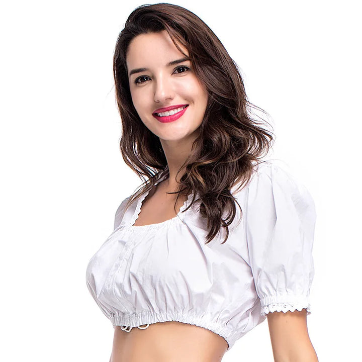 Viola Gathered Puff Sleeve Dirndl Blouse