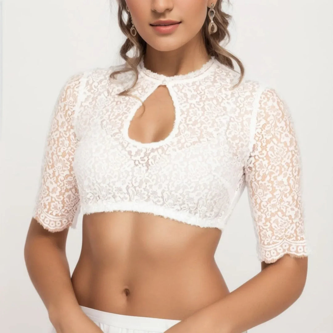 Kerstin Keyhole Trim Dirndl Blouse