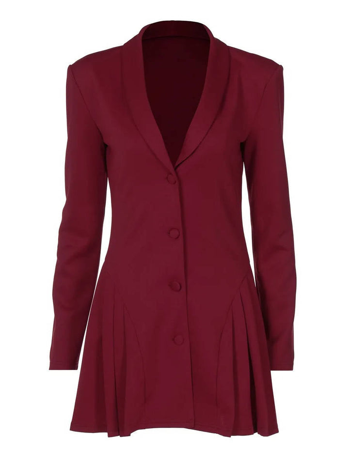 Bangs Plunge Neck Blazer Dress