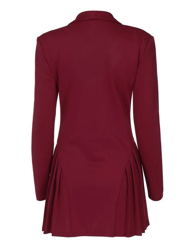 Bangs Plunge Neck Blazer Dress