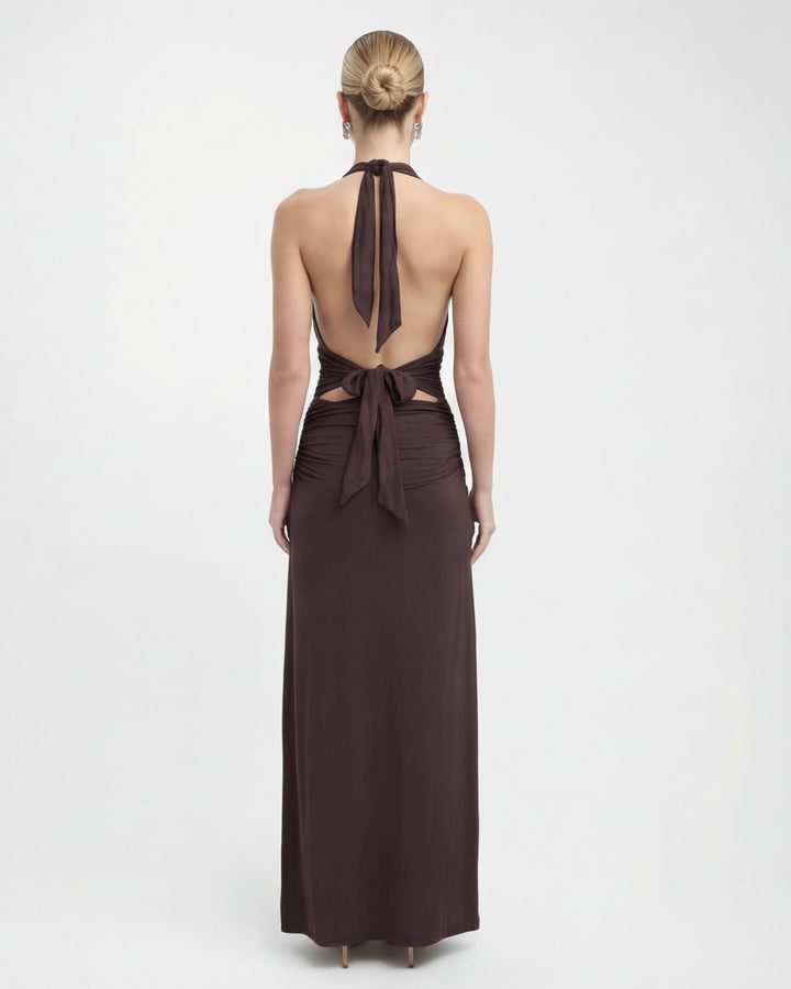 Amy Plunge Halter Maxi Dress