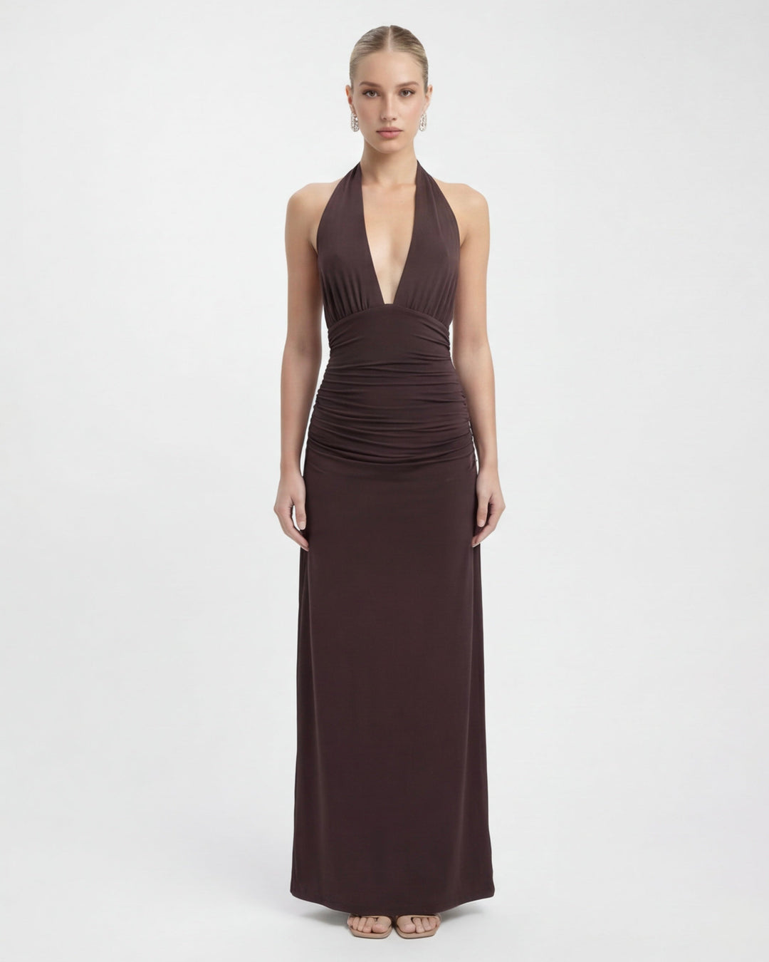 Amy Plunge Halter Maxi Dress