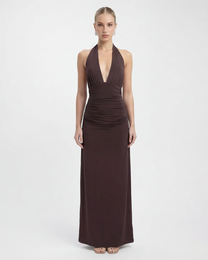Amy Plunge Halter Maxi Dress