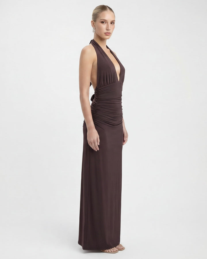 Amy Plunge Halter Maxi Dress