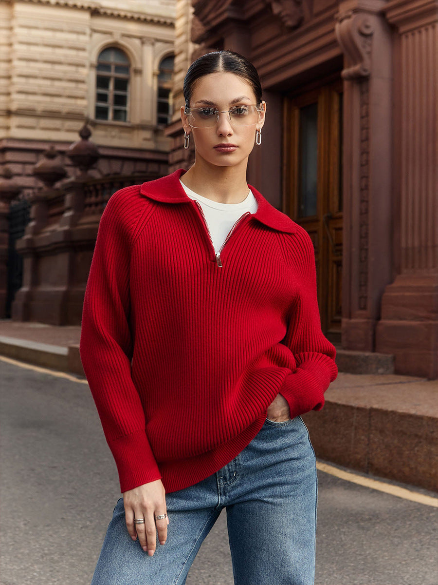 Meldy Half-Zip Rib Sweater