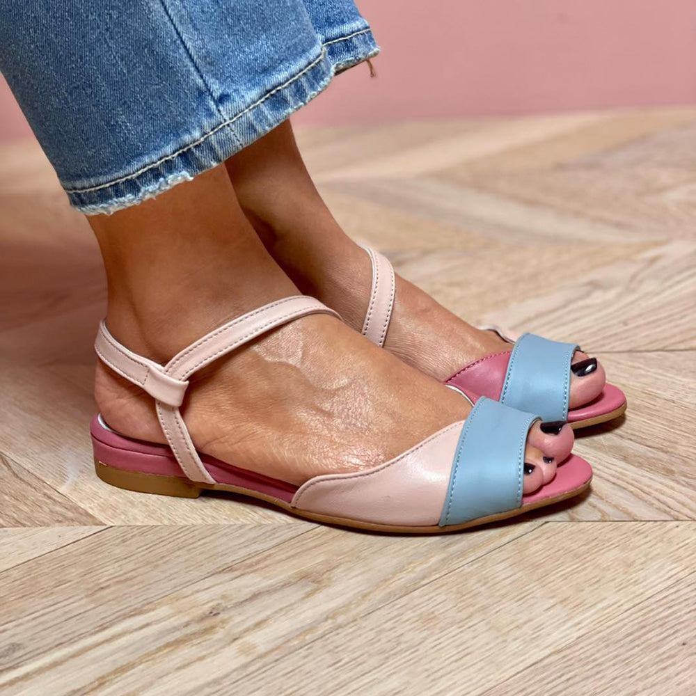 Roselina Sorbet Colorblock Flat Sandals