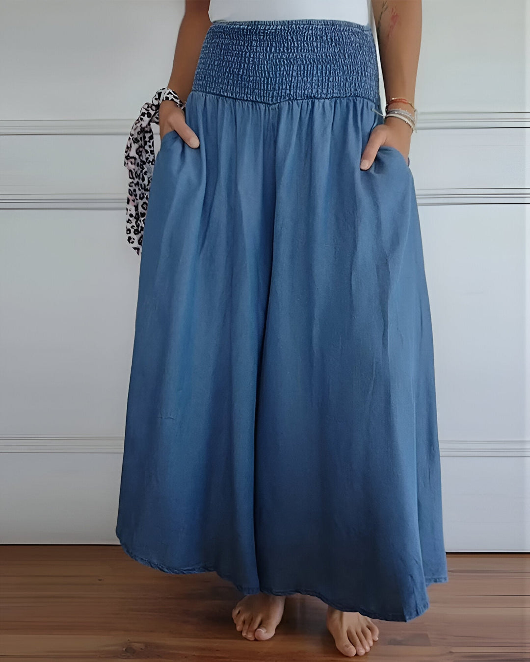 Lorraine Harbor Breeze Smocked Maxi Skirt