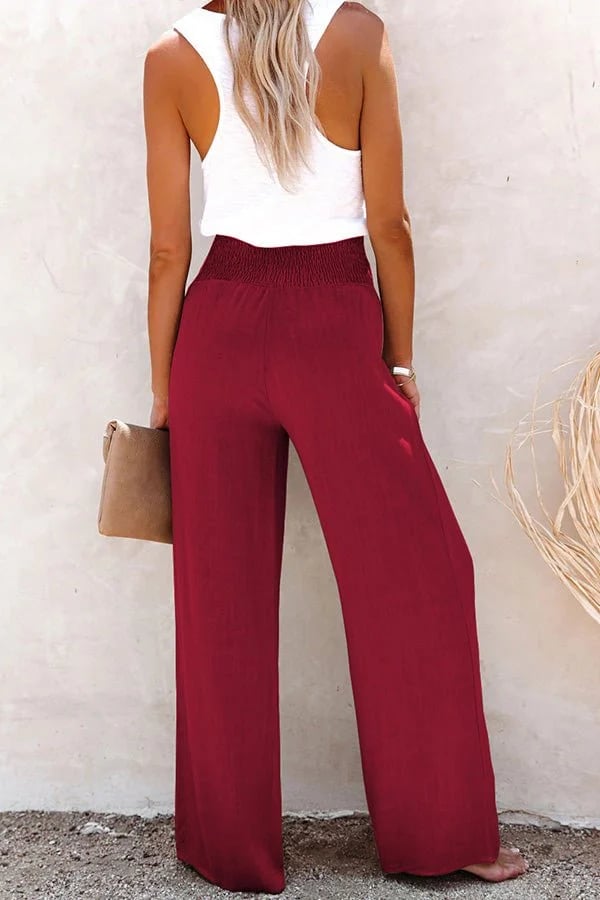 Sharon Button Detail Wide Leg Pants