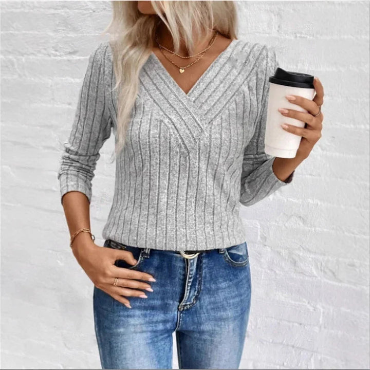 Jella Ribbed V-Neck Sweater