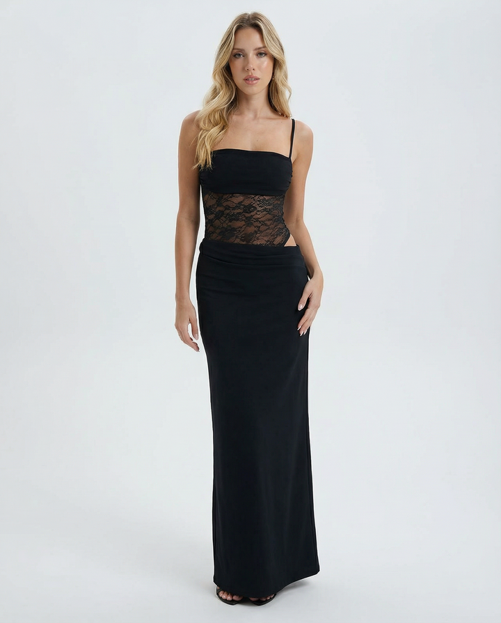 Zaylee Bandeau Lace Panel Maxi Dress