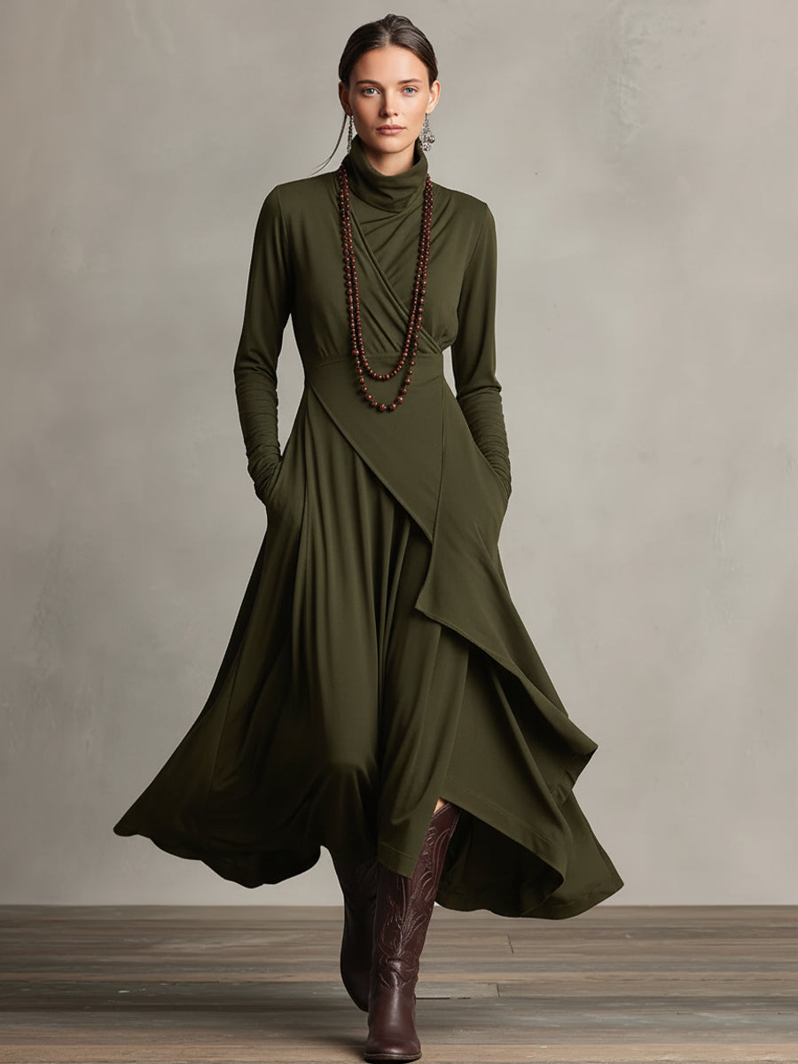 Hadassah Asymmetric Draped Maxi Dress
