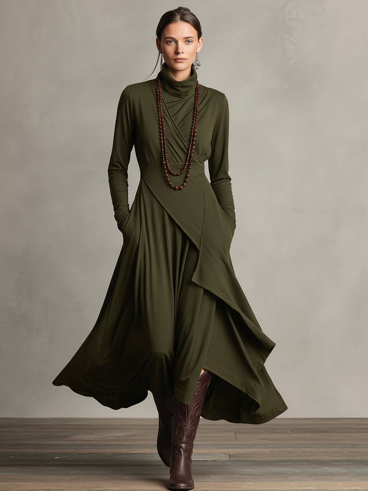 Hadassah Asymmetric Draped Maxi Dress