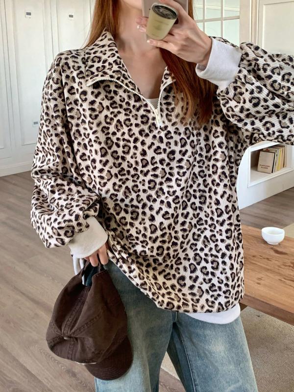 Chiara Animal Print Half Zip Pullover