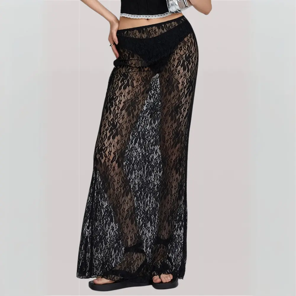 Adaella Lace Sheer Maxi Skirt