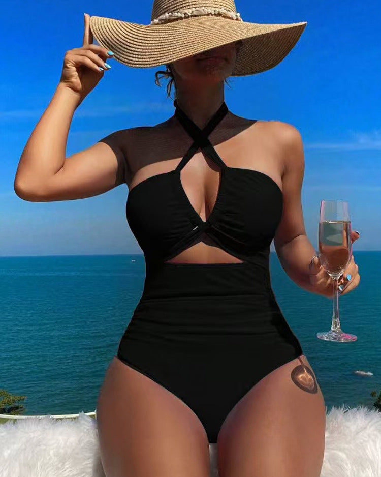 Lindsey Cut-Out Halter One-Piece Swimsuit