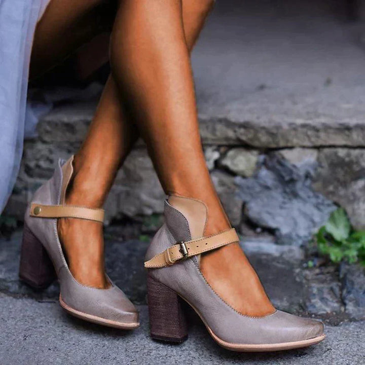 Laurie Sculpt Strap Block Heel Pumps