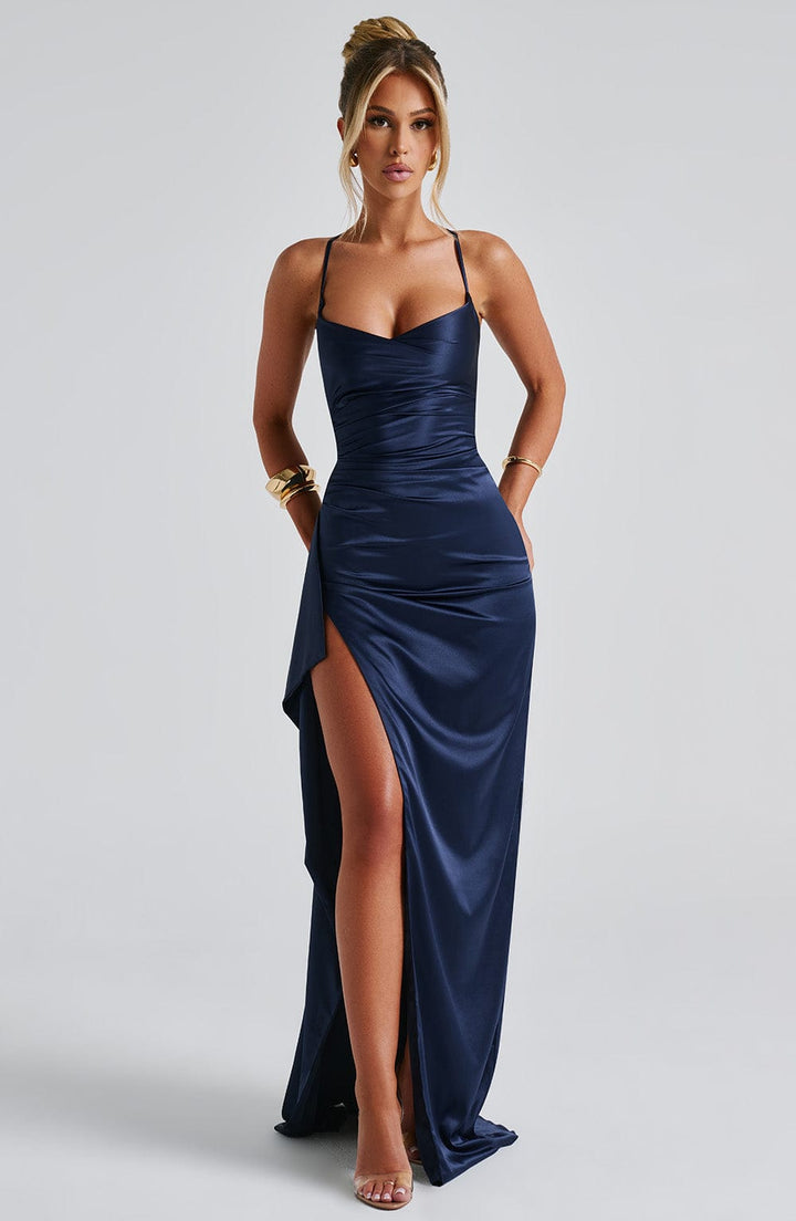Elena Draped Slit Maxi Dress