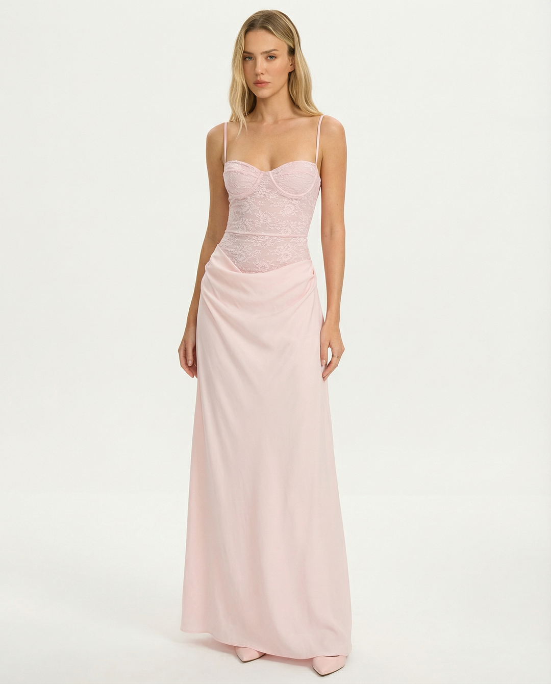 Pinky Lace Bodice Maxi Dress