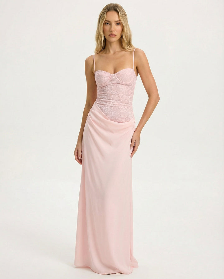 Pinky Lace Bodice Maxi Dress