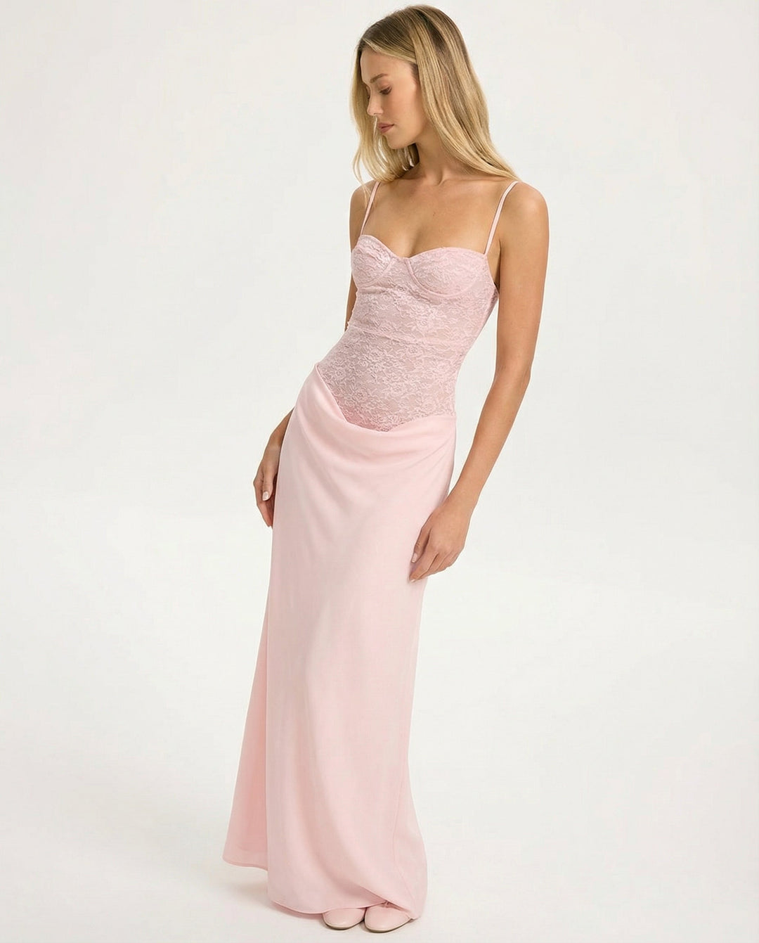 Pinky Lace Bodice Maxi Dress