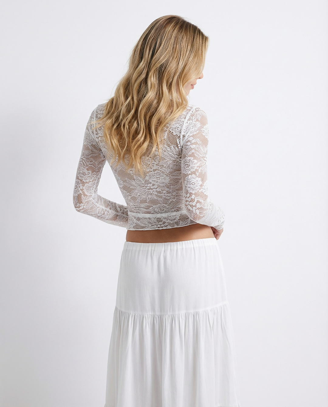 Novella Lace Panel Long Sleeve Top