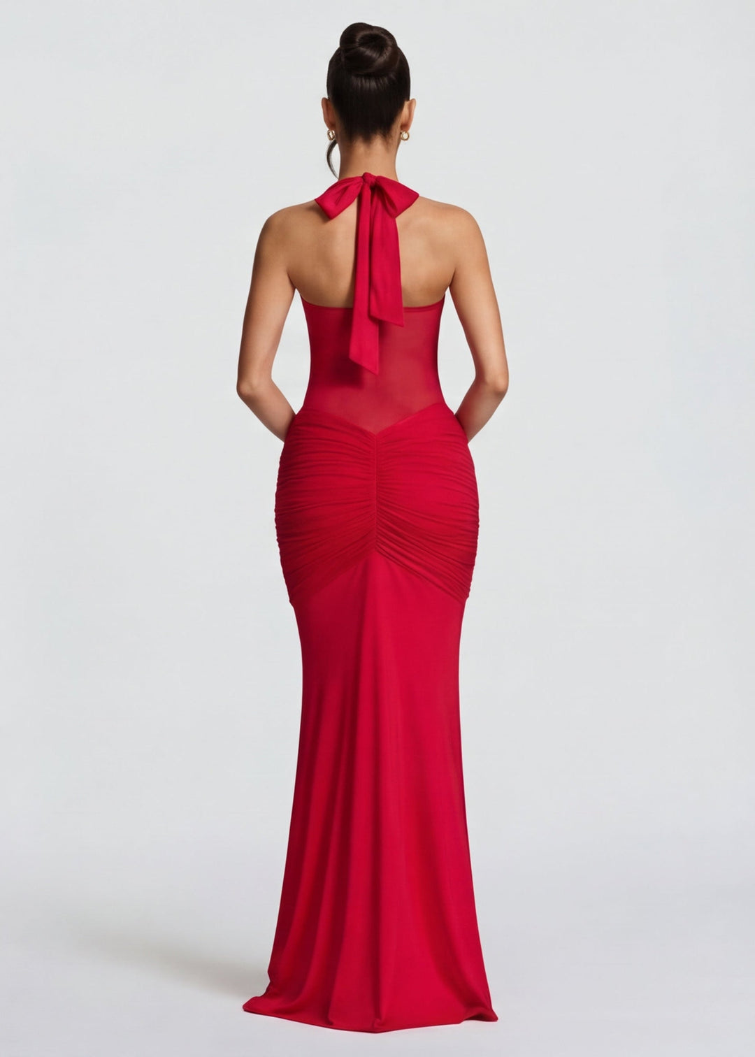 Sienna Halter Sheer Panel Maxi Dress