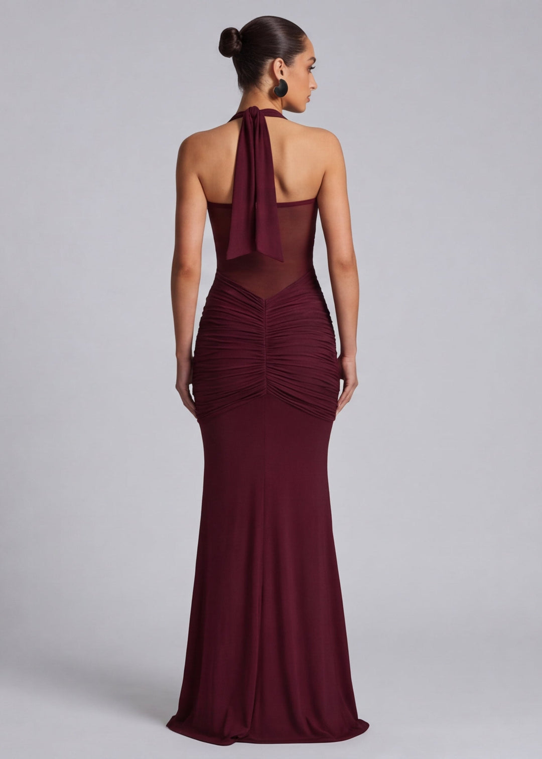 Sienna Halter Sheer Panel Maxi Dress