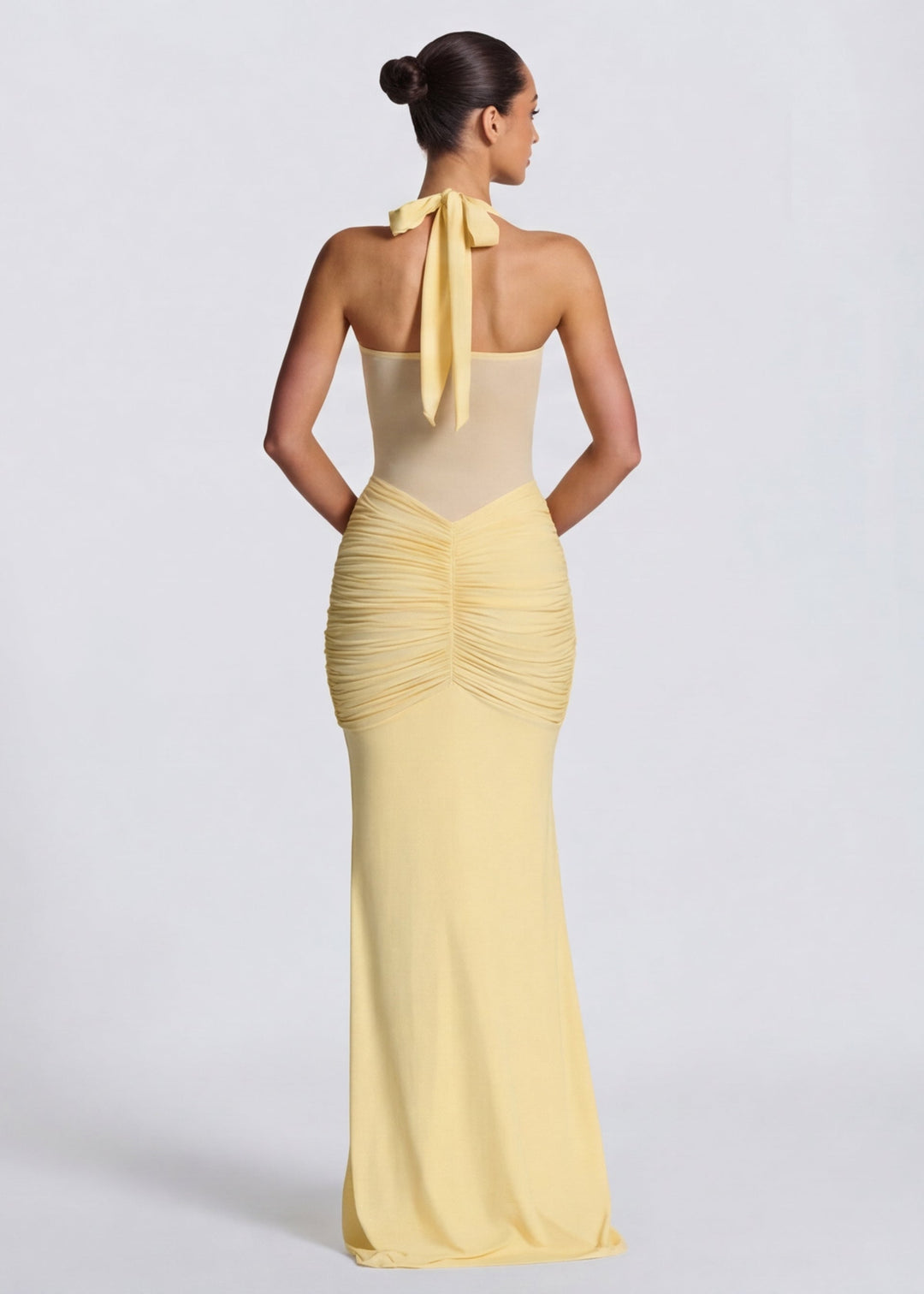 Sienna Halter Sheer Panel Maxi Dress