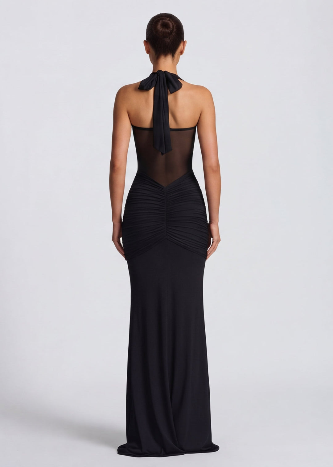 Sienna Halter Sheer Panel Maxi Dress