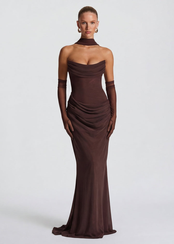 Estelle Sheer Drape Maxi Dress