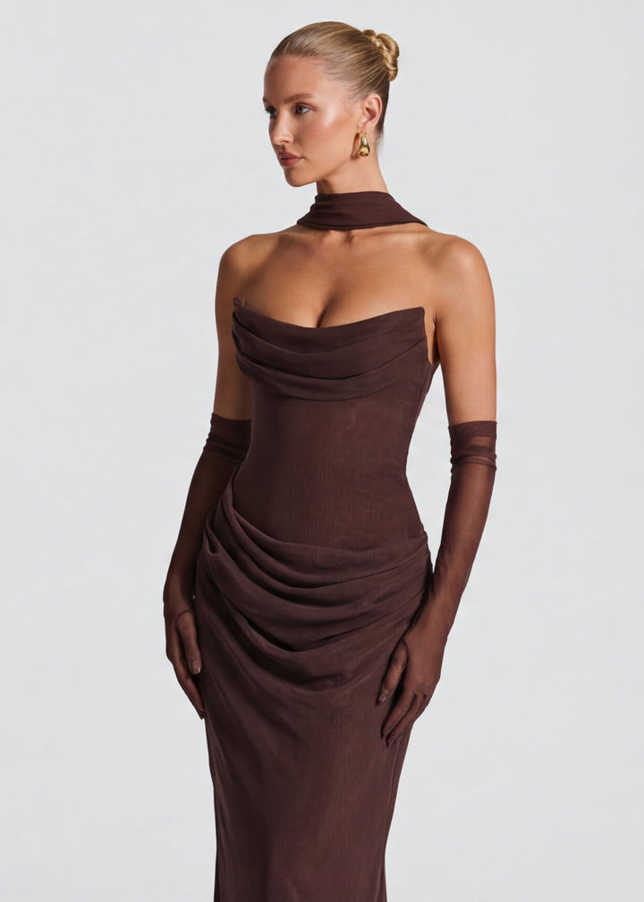 Estelle Sheer Drape Maxi Dress