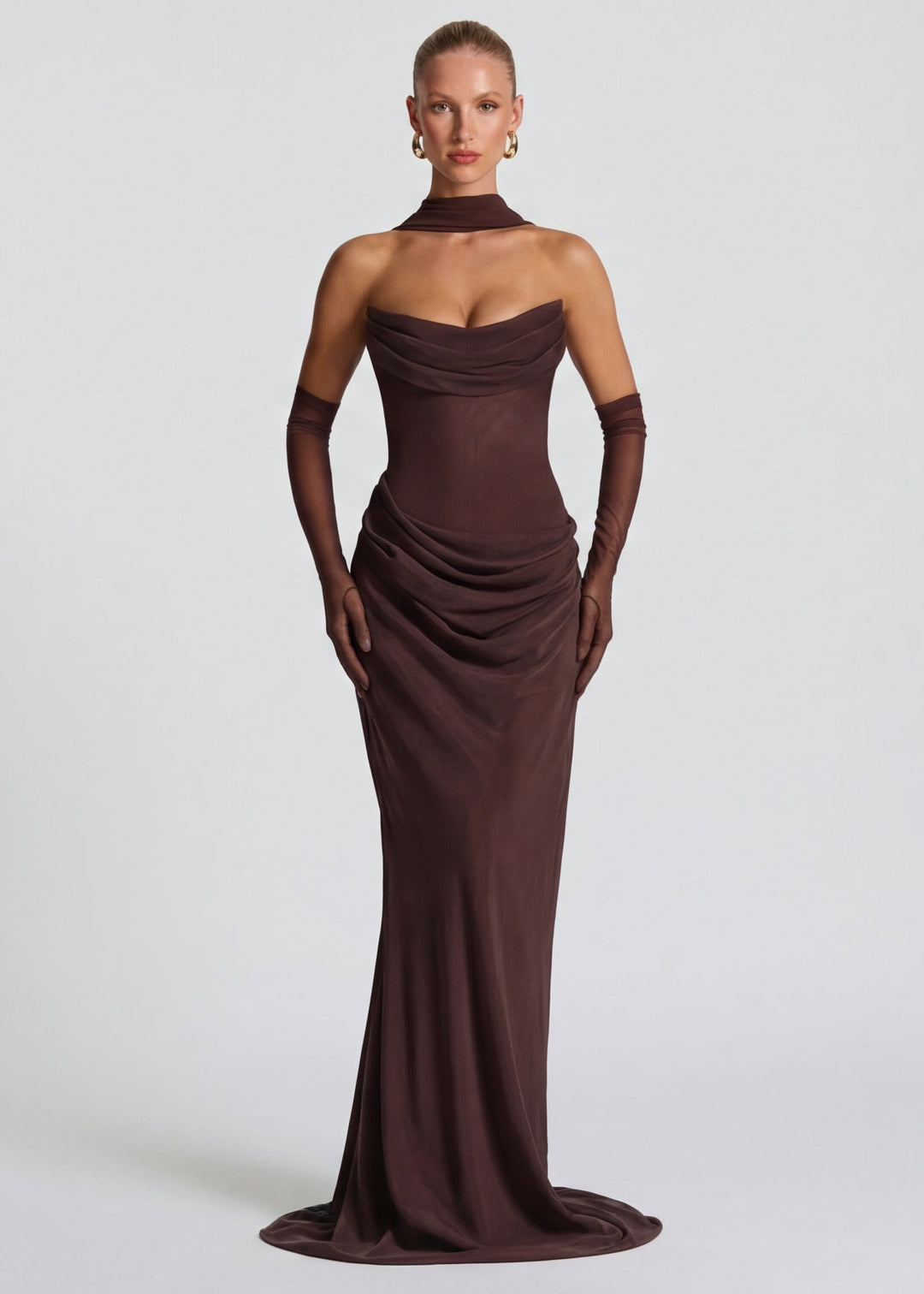 Estelle Sheer Drape Maxi Dress