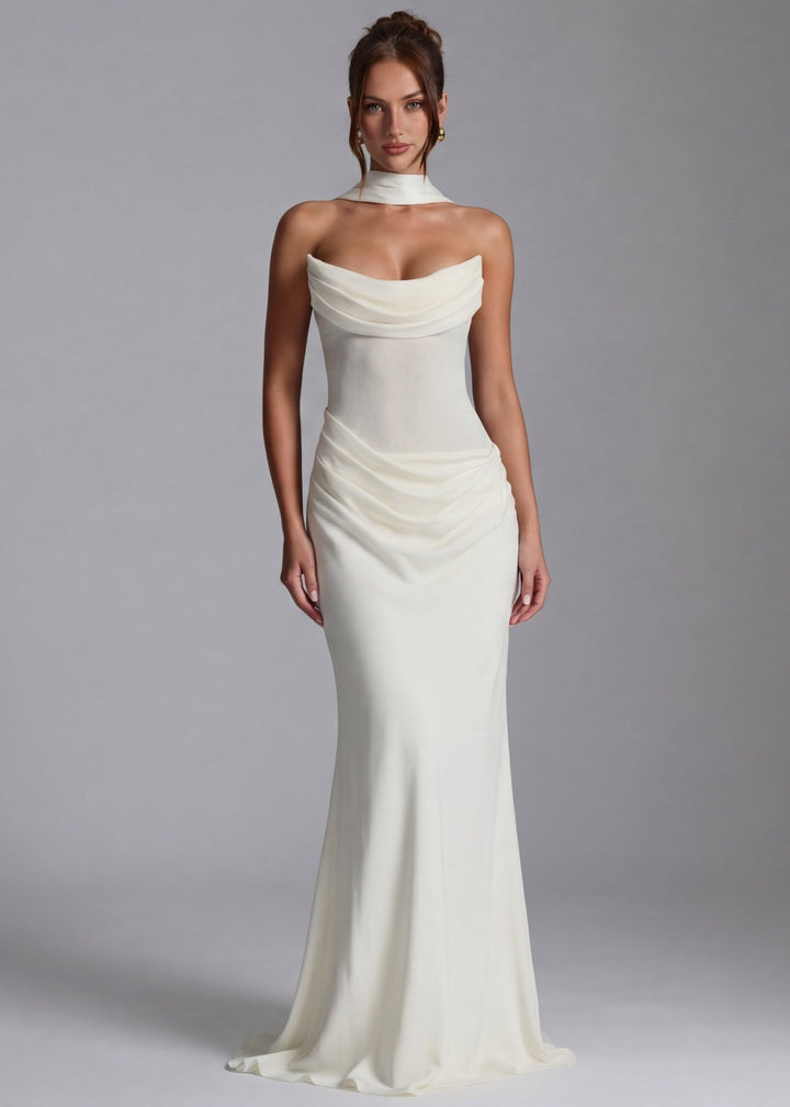 Estelle Sheer Drape Maxi Dress
