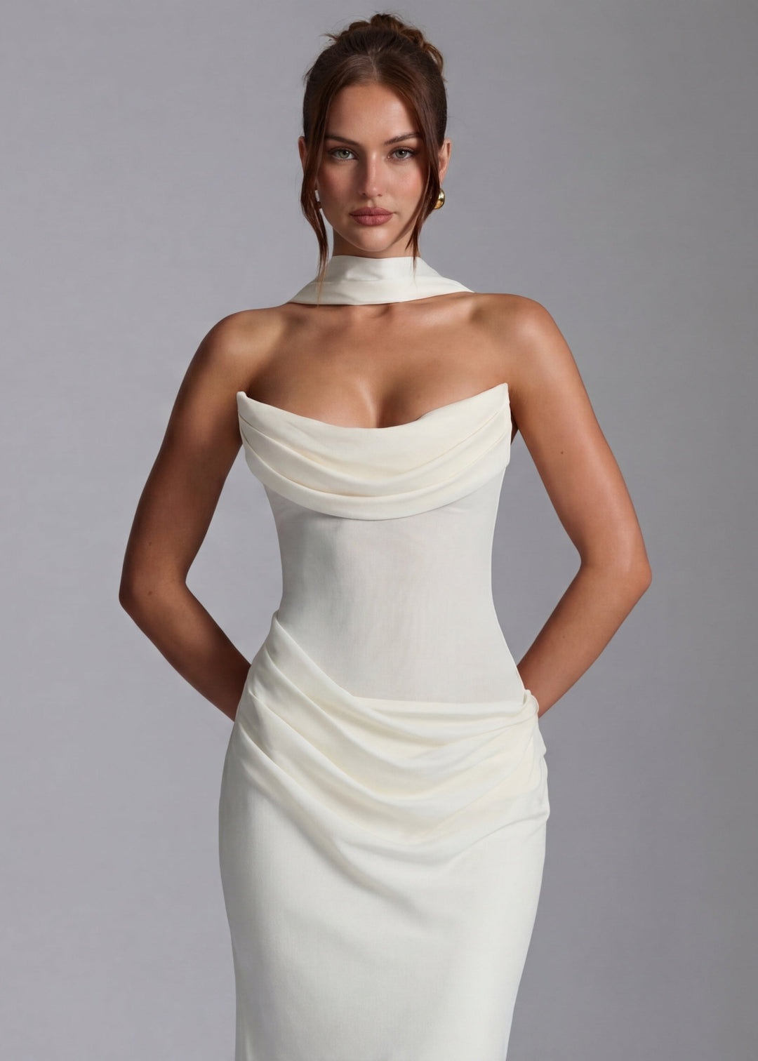 Estelle Sheer Drape Maxi Dress