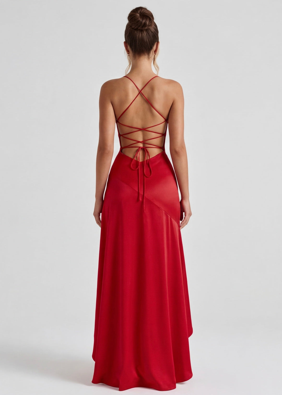 Charlotte Asymmetrical Ruffle Hem Maxi Dress