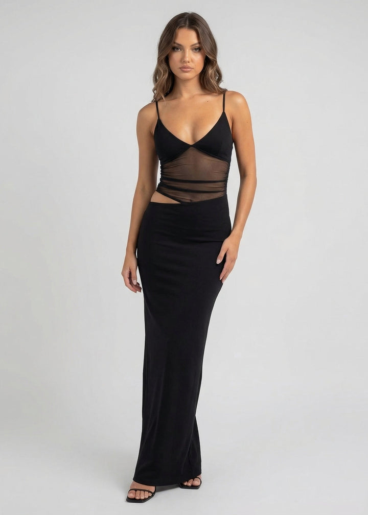Harper Sheer Panel Cutout Maxi Dress