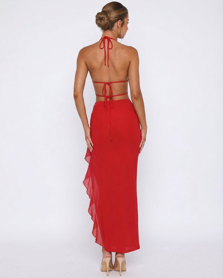 Emily Halter Ruffle Hem Maxi Dress