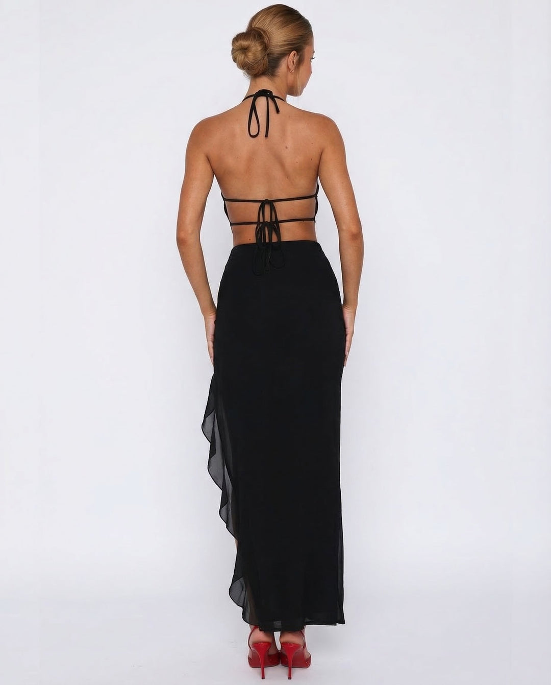 Emily Halter Ruffle Hem Maxi Dress
