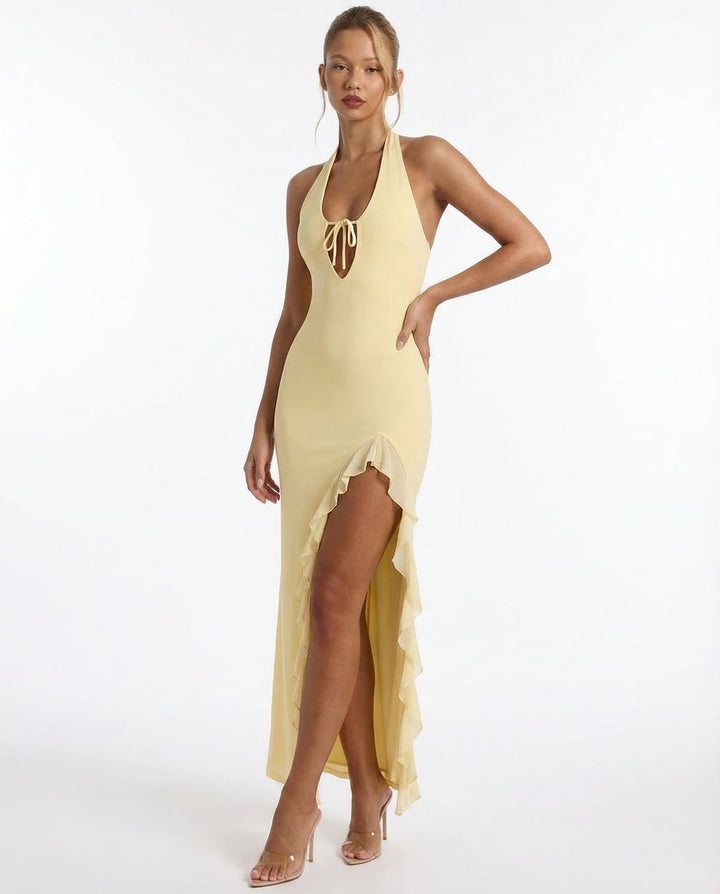 Emily Halter Ruffle Hem Maxi Dress