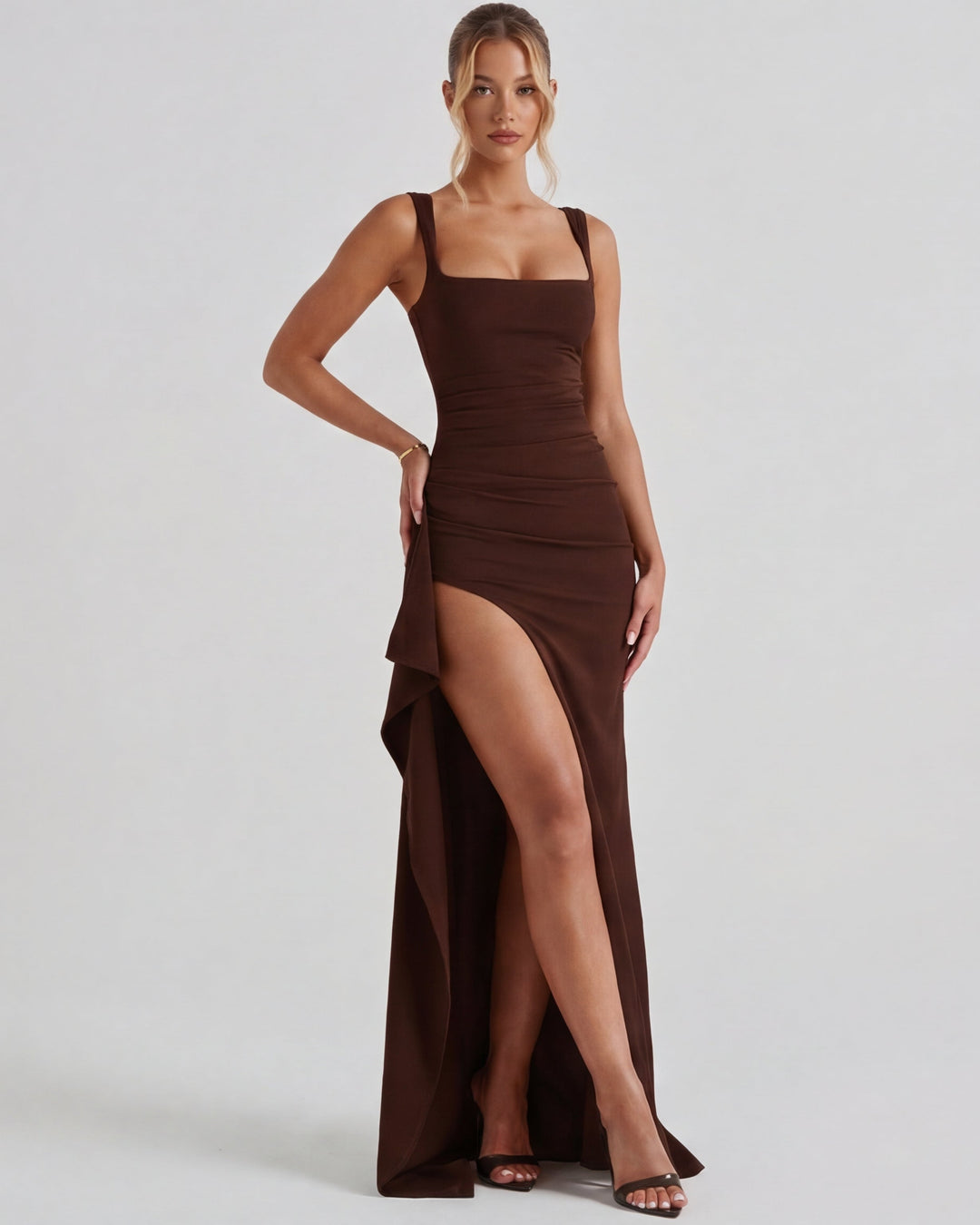 Harper Square Neck Slit Maxi Dress