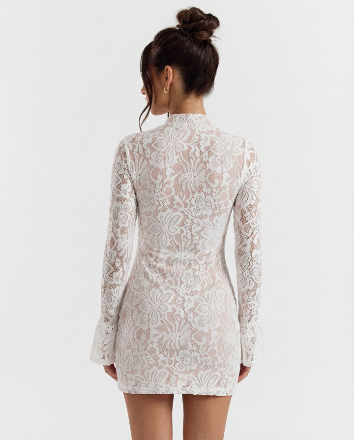 Aira Lace High Neck Mini Dress
